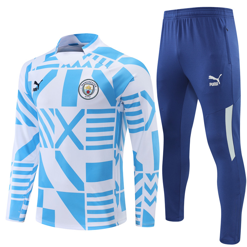 AAA Quality Manchester City 22/23 Tracksuit - White/Blue